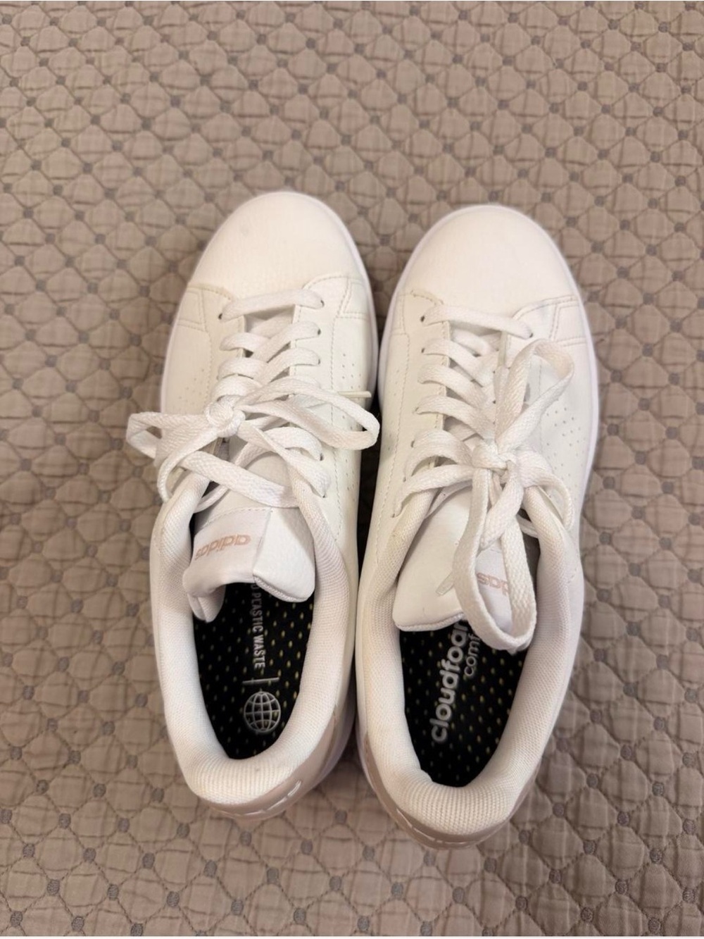 adidas White Sneakers with Light Pink Heel Tab - Women - Picture 3 of 7